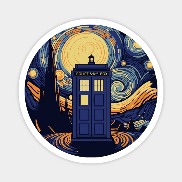 Tardis Van Gogh Magnet by DesignedbyWizards